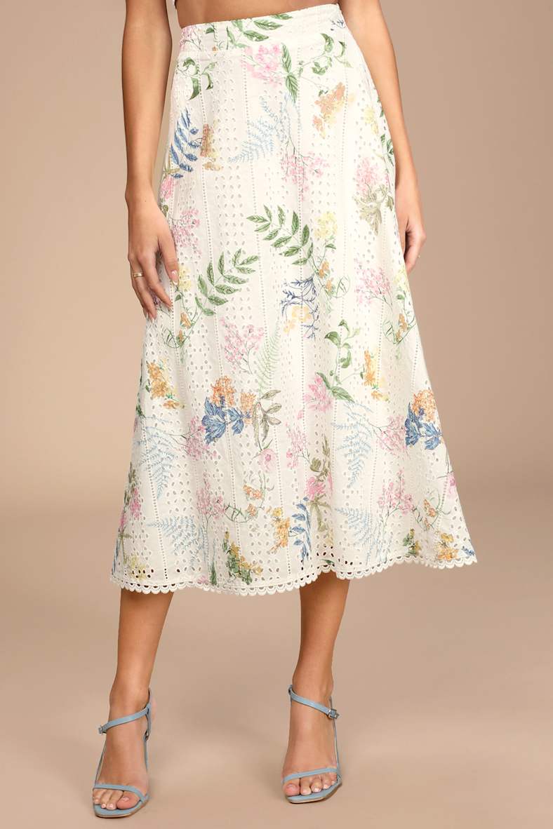 Sweet At Heart White Floral Embroidered Two-Piece Midi Dress