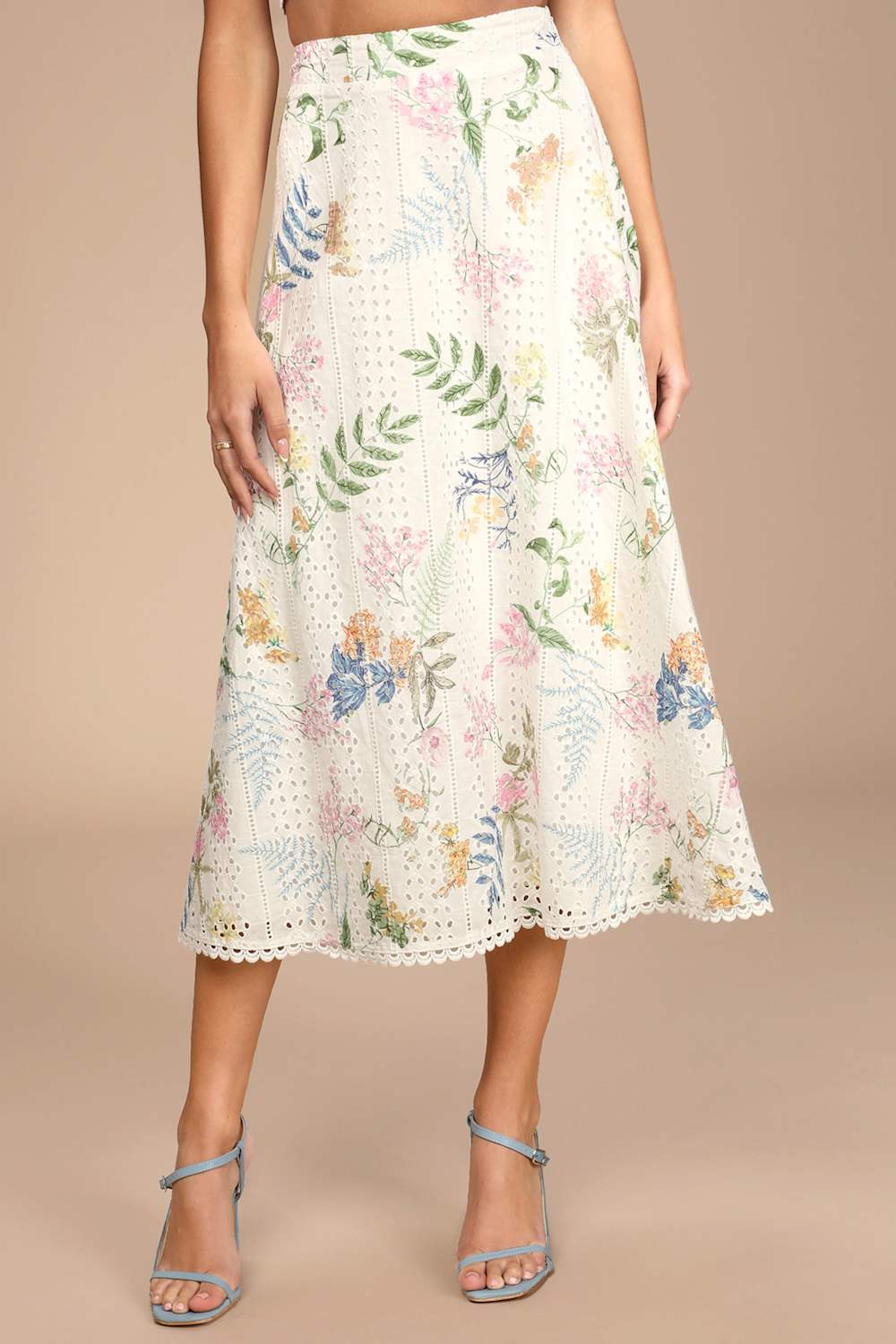 Sweet At Heart White Floral Embroidered Two-Piece Midi Dress