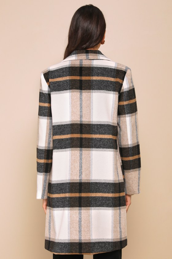 Steve Madden Cher - Plaid Coat - White Plaid Coat - Long Coat - Lulus Steve Madden Cher - Plaid Coat - White Plaid Coat - Long Coat - Lulus