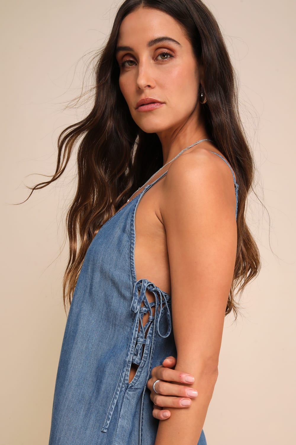 Comfortably Posh Medium Wash Chambray Wide-Leg Jumpsuit