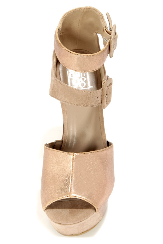 Amazon.com | Pierre Dumas Women's Chantel Gold Cute Open Toe Sandals-11 | Platforms & Wedges