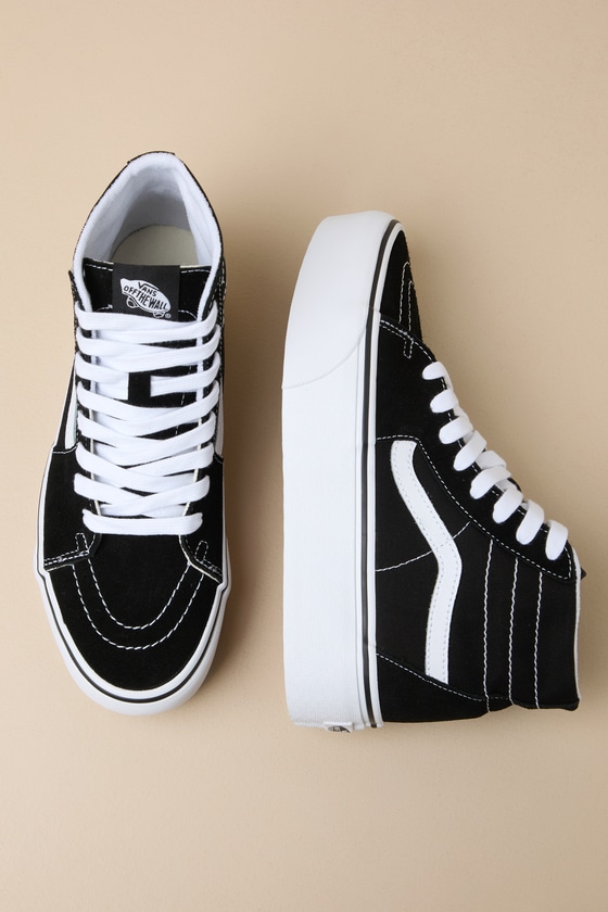Vans Sk8-hi Tapered Black Suede Stackform Lace-up Sneakers In Black