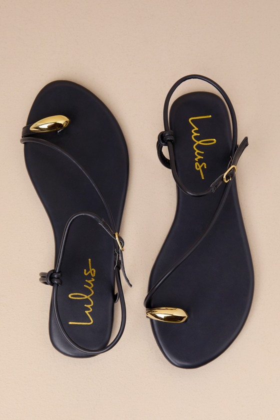 Hendron Black Flat Ankle Strap Sandals 3