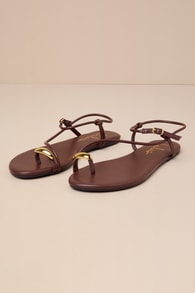 Hendron Chocolate Brown Flat Ankle Strap Sandals