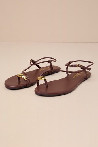 Hendron Chocolate Brown Flat Ankle Strap Sandals 1