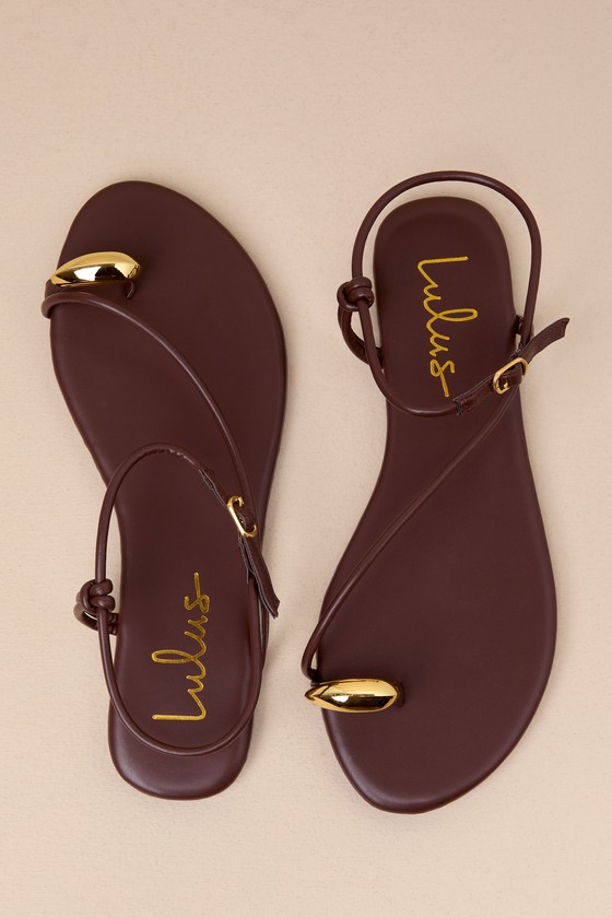 Lulus Hendron Chocolate Brown Flat Ankle Strap Sandals In Brown