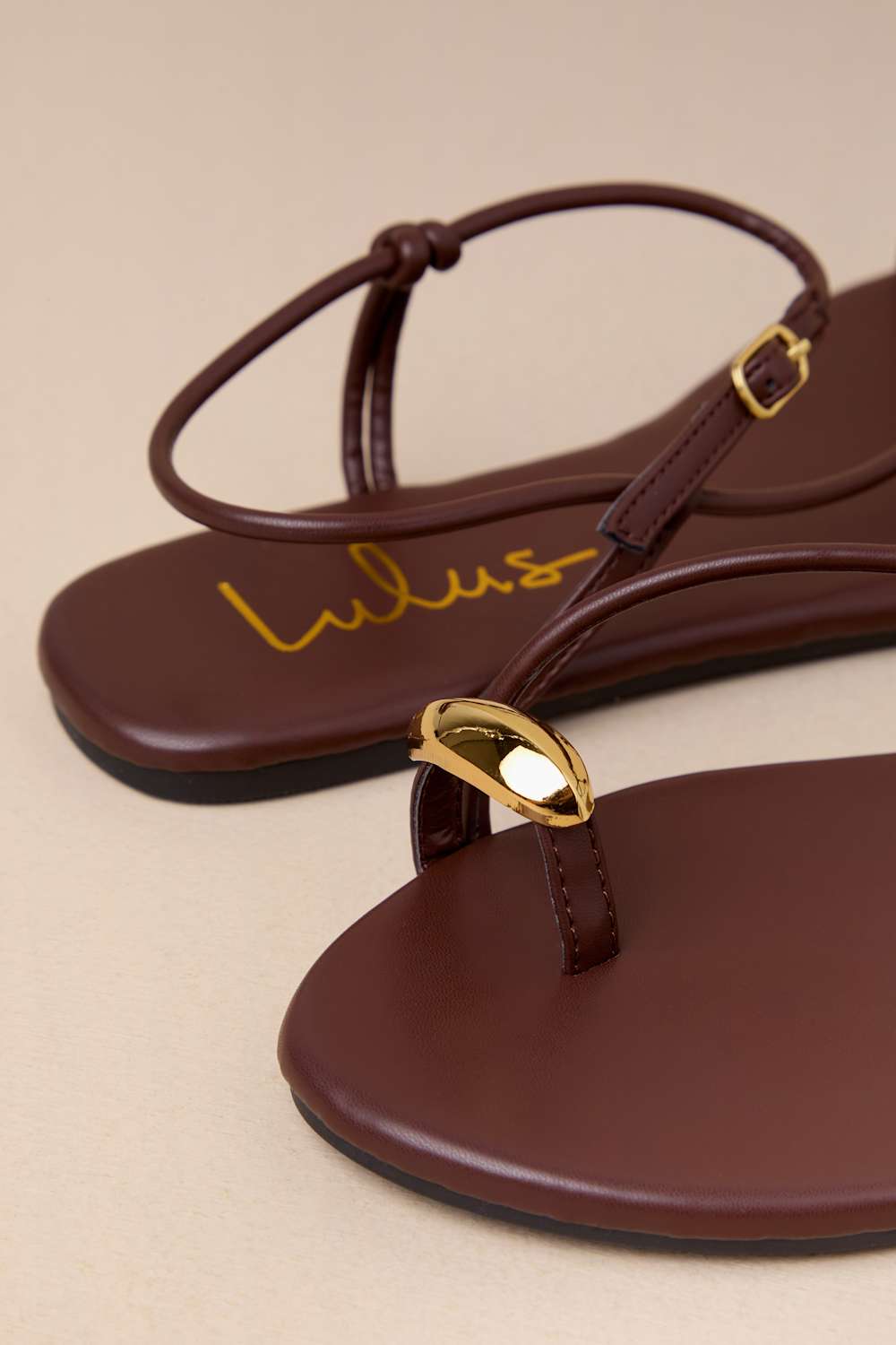 Hendron Chocolate Brown Flat Ankle Strap Sandals