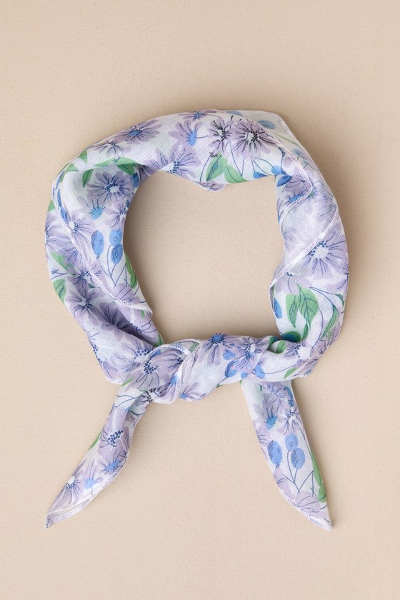 Inherent Sweetness Lavender Multi Floral Satin Scarf 3