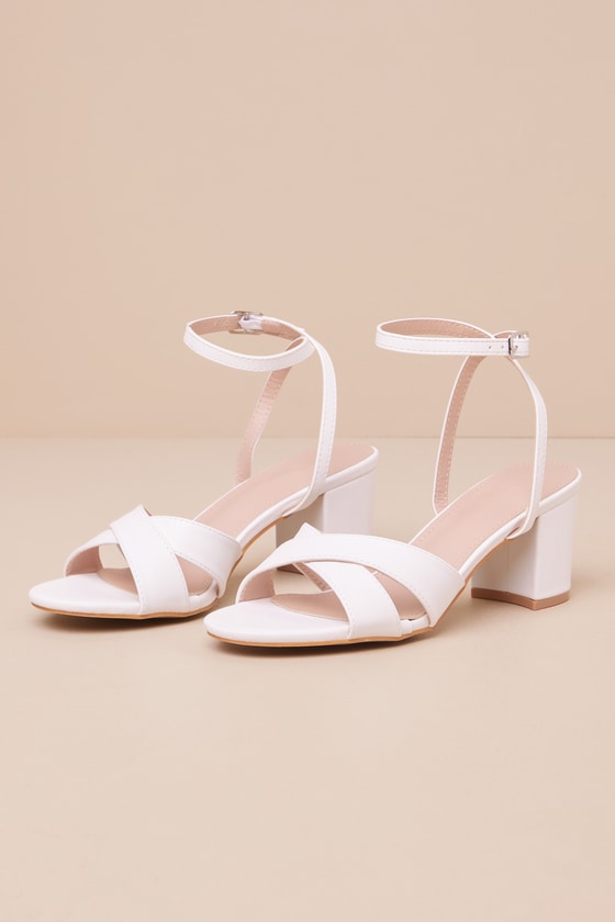 Marcy White Ankle Strap High Heel Sandals 2