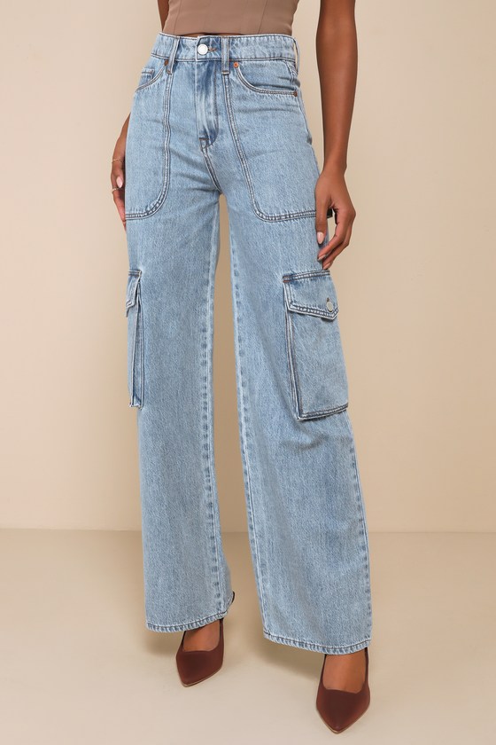 Blank NYC All Heart - Light Wash Denim Jeans - Denim Cargo Pants