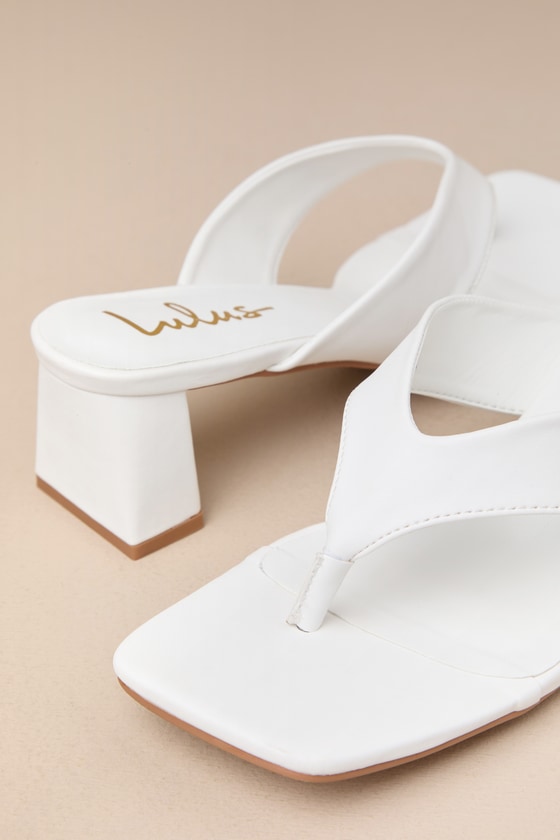 Lulus Cachia White High Heel Thong Sandals In White