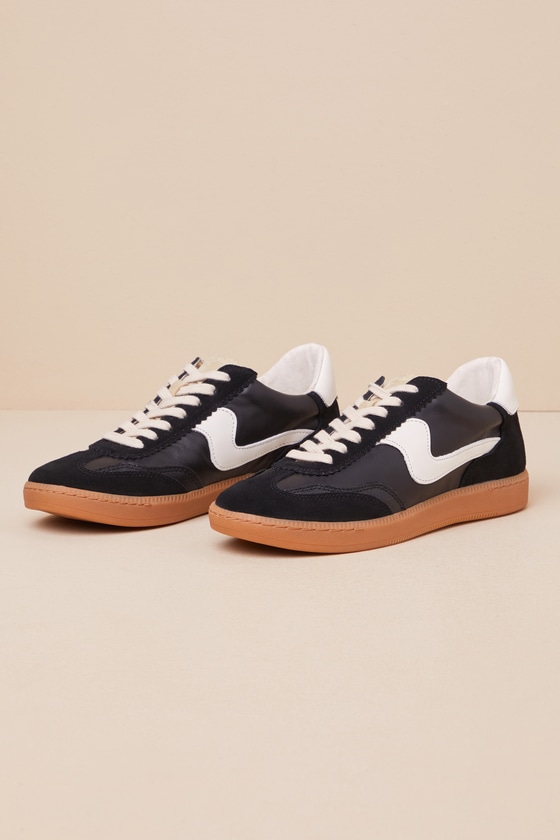 Dolce Vita Notice - Black and White Sneakers - Leather Sneakers - Lulus