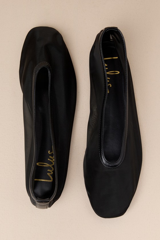 Lulus Aldan Black Sheer Mesh Ballet Flats In Black