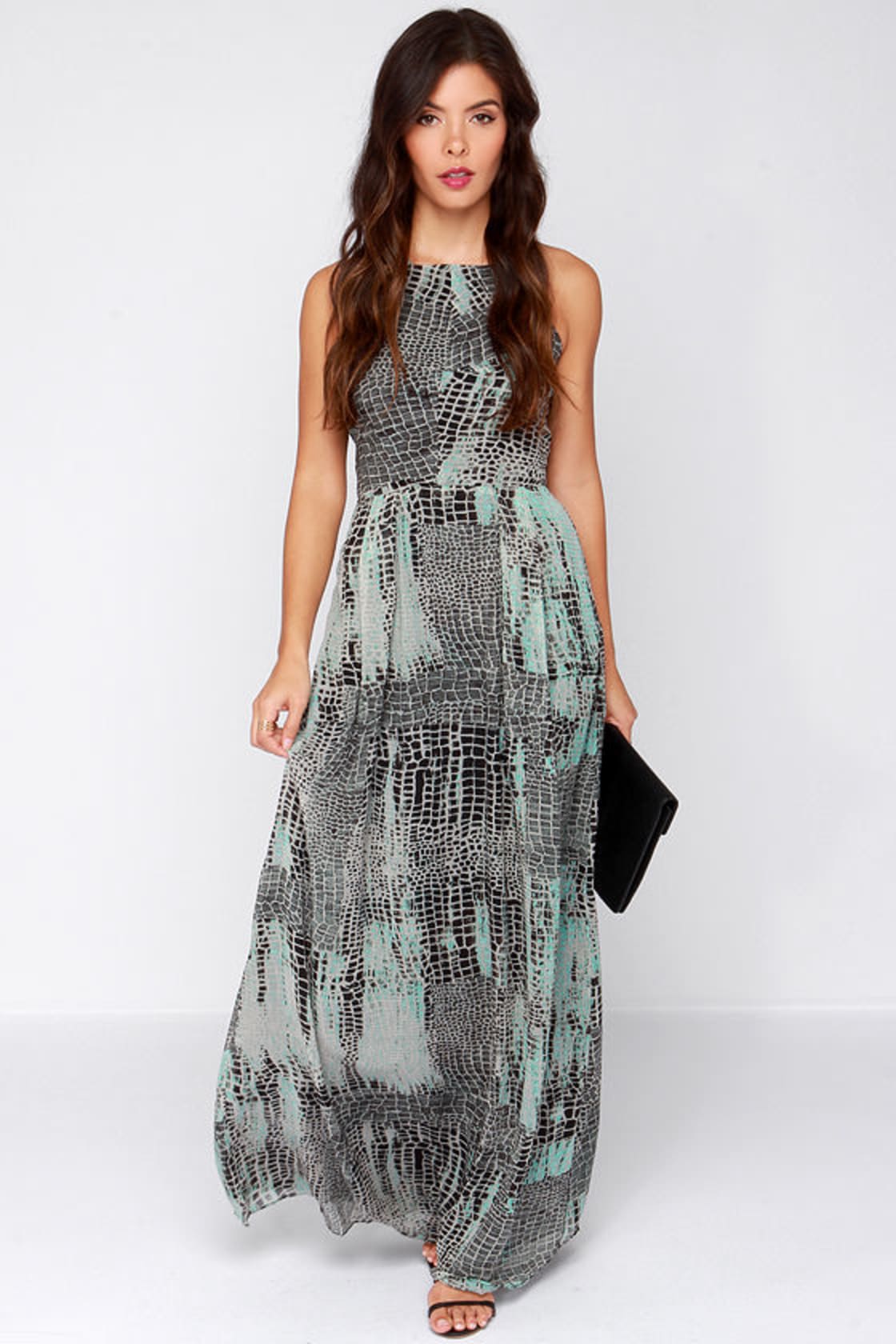 Maxi Dress - Chiffon Dress - Print Dress - Grey Dress - $99.00 - Lulus
