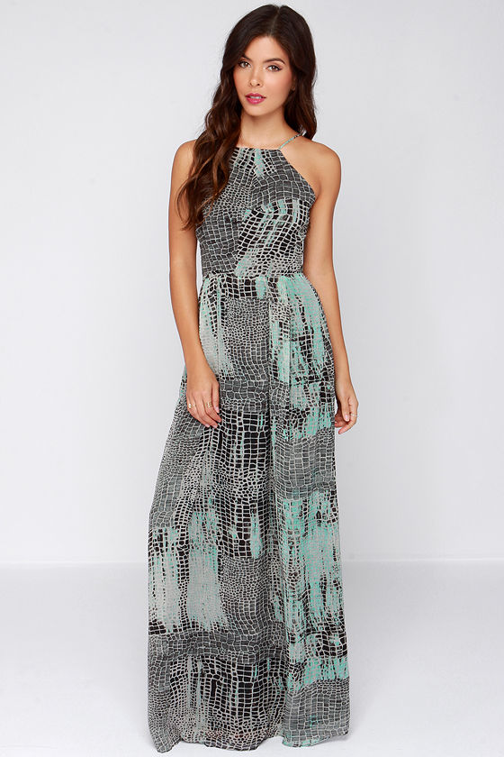 Maxi Dress - Chiffon Dress - Print Dress - Grey Dress - $99.00 - Lulus