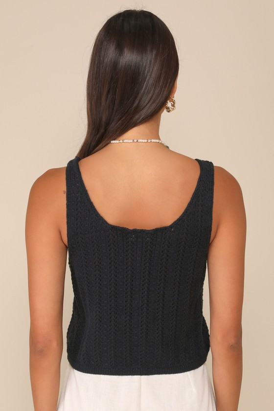 Lulus Elite Cuteness Navy Blue Button-front Sweater Vest Top In Navy Blue