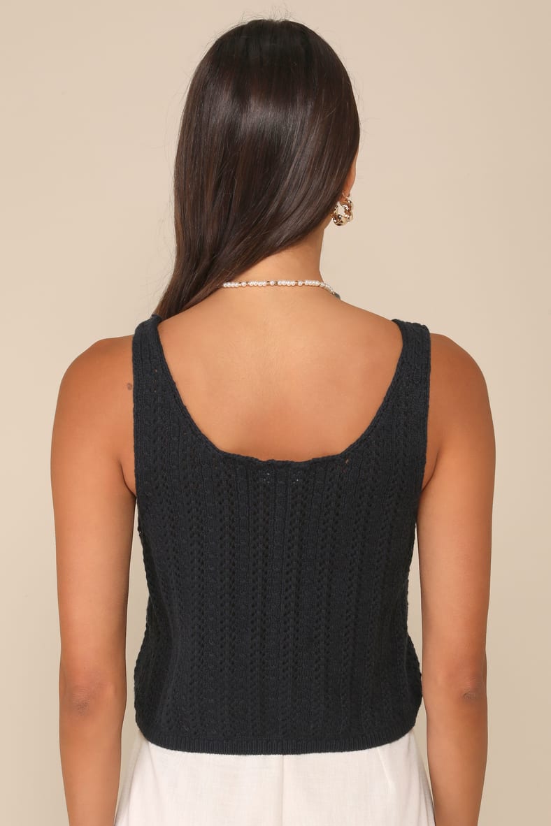 Elite Cuteness Navy Blue Button-Front Sweater Vest Top