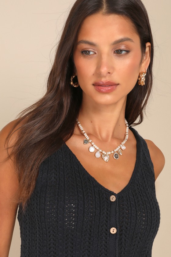 Lulus Elite Cuteness Navy Blue Button-front Sweater Vest Top In Navy Blue