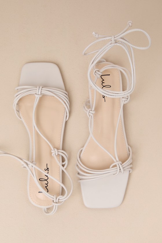 Shop Lulus Brycin Bone Strappy Lace-up Sandals In White