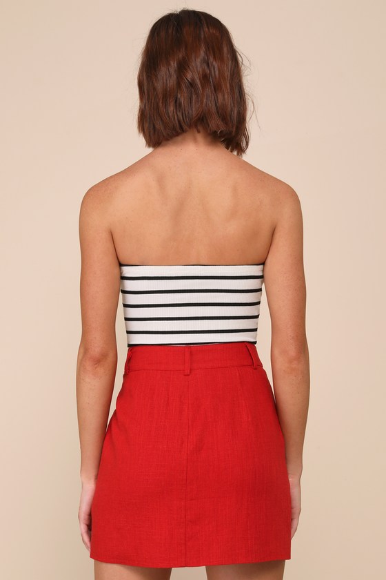 Lulus Eye For Perfection Red Linen High Rise Mini Skirt In Red
