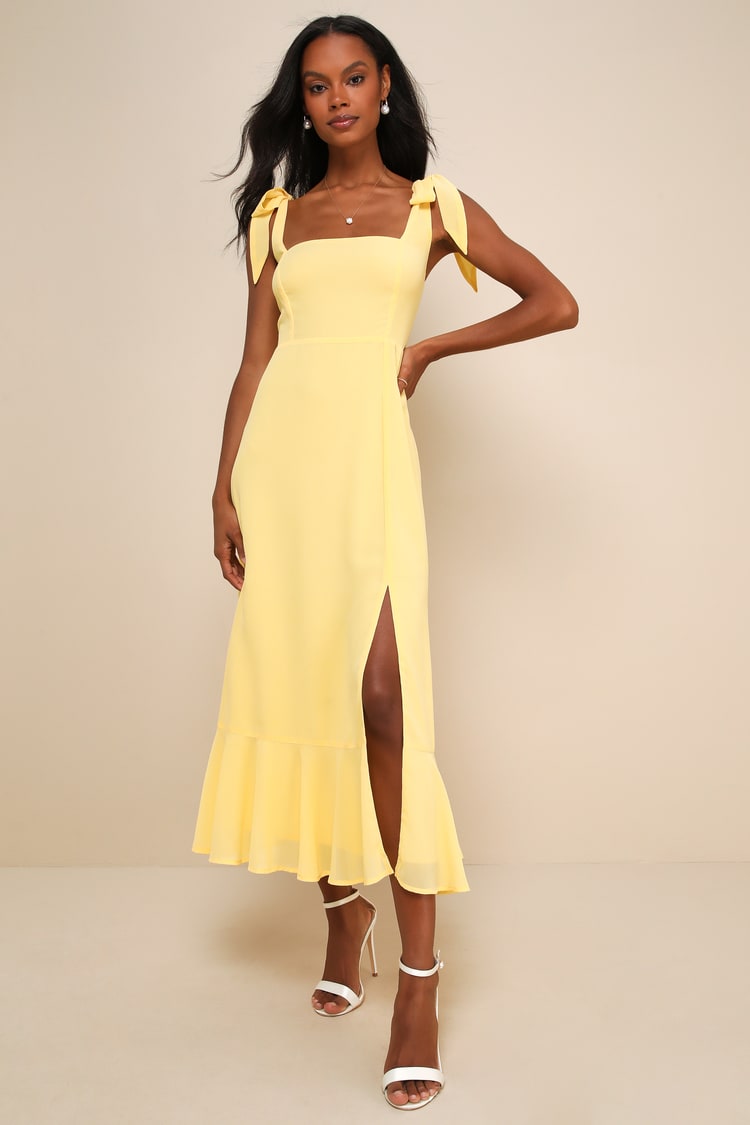 Yellow Dress Summer Outfmvch Women's Solid Color Summer Dress In