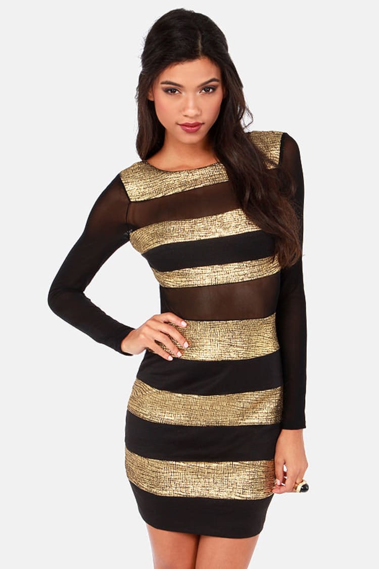 Golden Striped Dress
