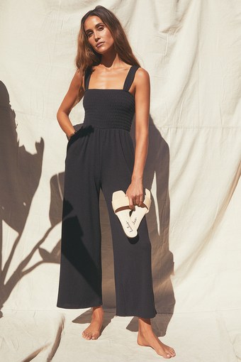 Social Calendar Black Ribbed Knit Wide Leg Jumpsuit 5