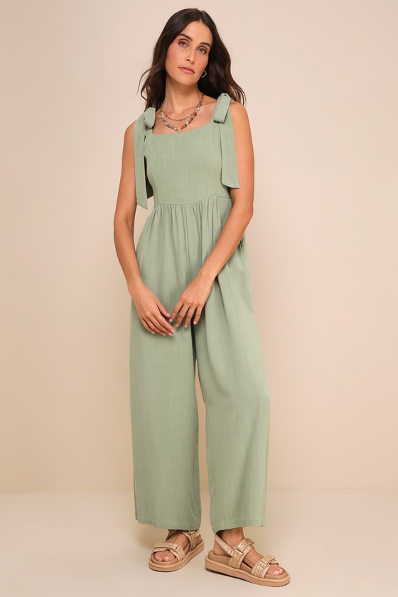 Isla Jumpsuit - Sage Green Linen
