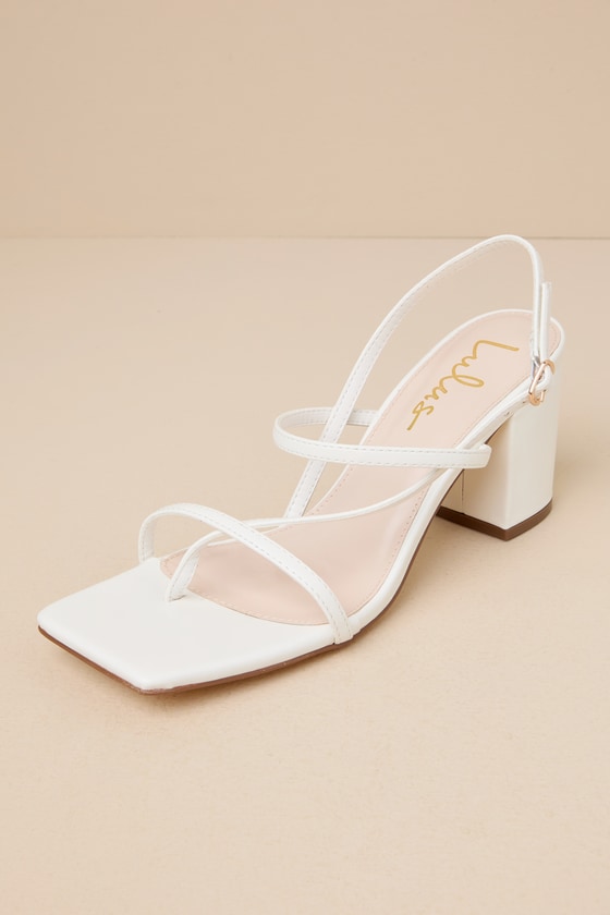White Strappy Sandals Slingback High Heels White High Heels Lulus