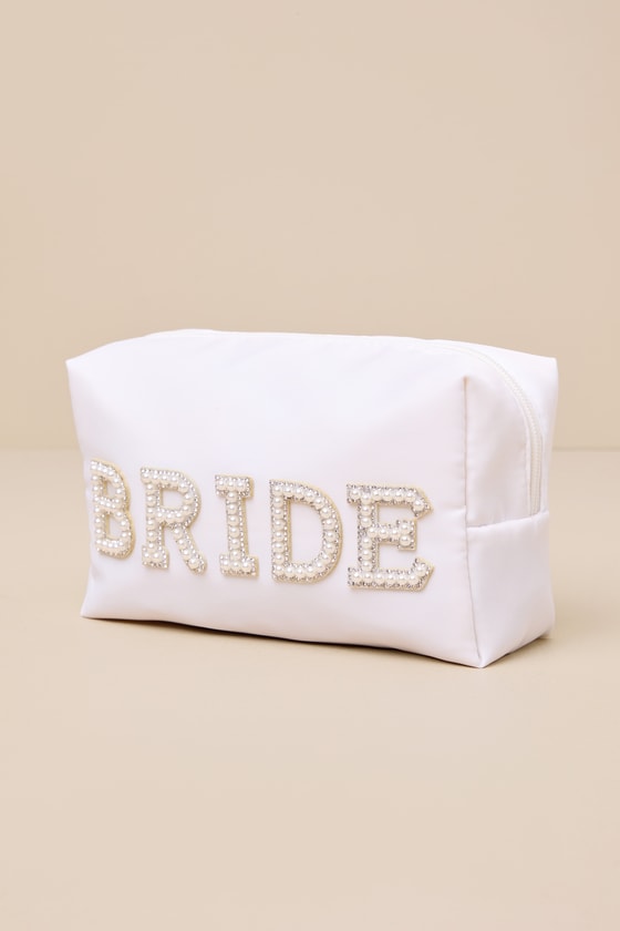 Lulus Wedded Beauty White Pearl Bride Cosmetic Pouch In White