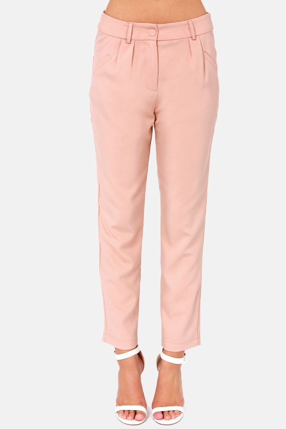 Cute Blush Pants - Cropped Pants - High-Waisted Pants - $55.00