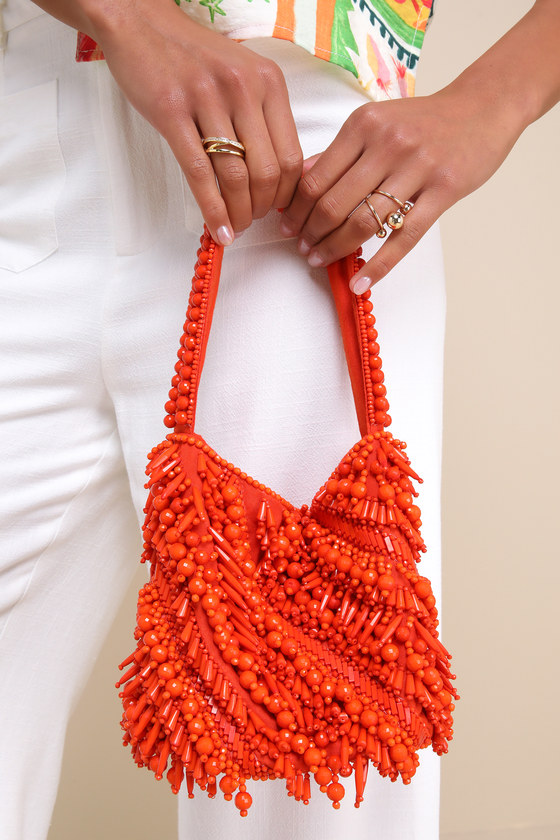 Orange Bucket Bag Beaded Bucket Bag Mini Bucket Hand Bag Lulus