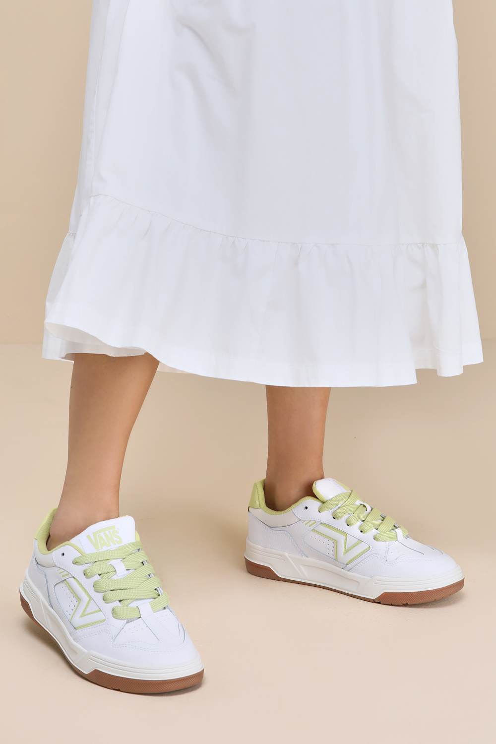 Upland Vintage Lime Leather Color Block Chunky Sneakers