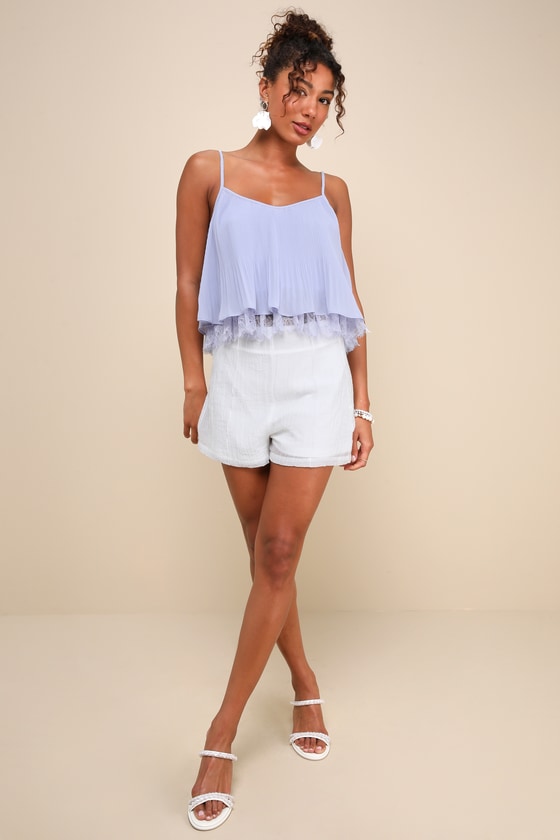 Lulus Intentionally Breezy Ivory Textured High-rise Shorts In Ivory