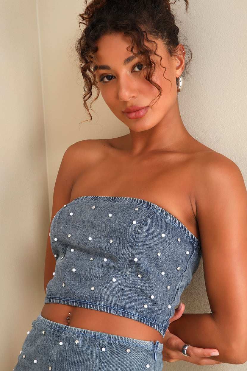 Glamorous Vibe Medium Wash Denim Two-Piece Mini Dress Glamorous Vibe Medium Wash Denim Two-Piece Mini Dress