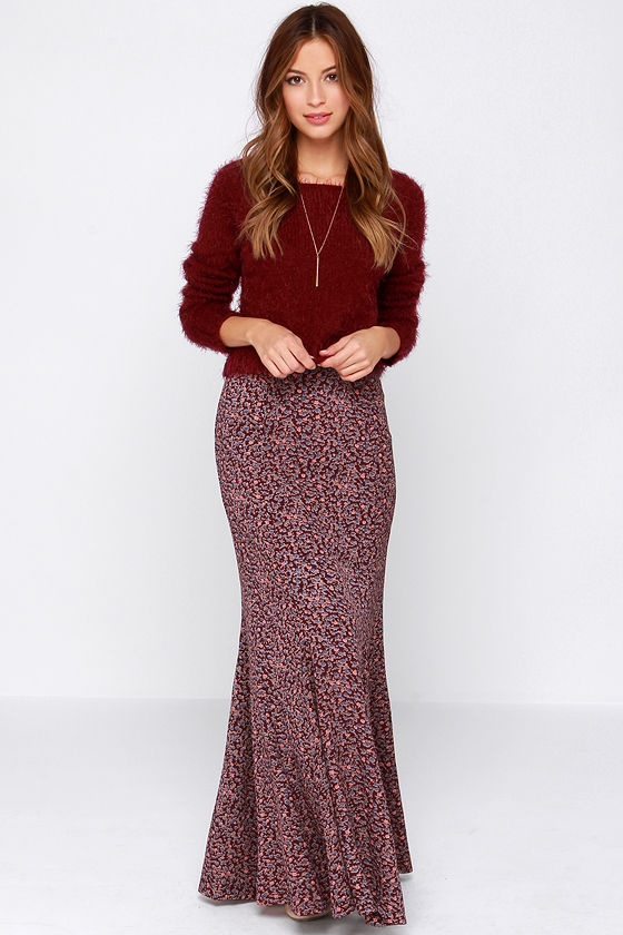 ditsy print maxi skirt