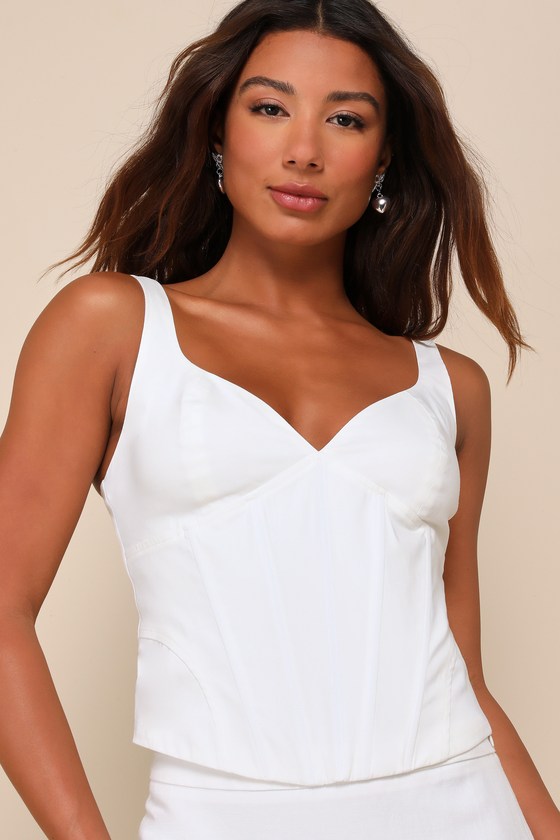 Lulus Utterly Eye-catching White Bustier Tank Top In White