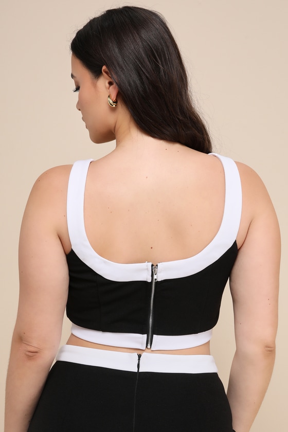 Totally Sensational Black Color Block Sleeveless Crop Top - thumbnail 6