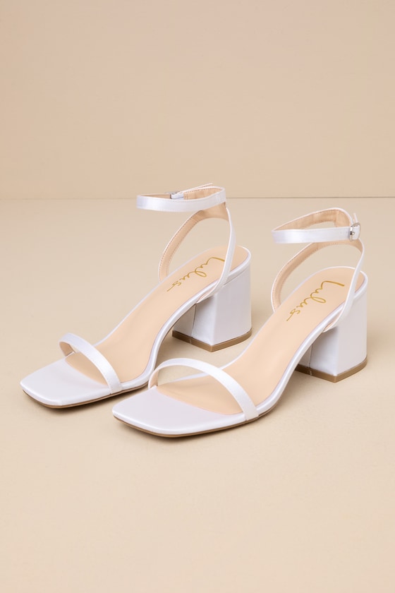 Morrisan White Satin Ankle Strap High Heel Sandals 1