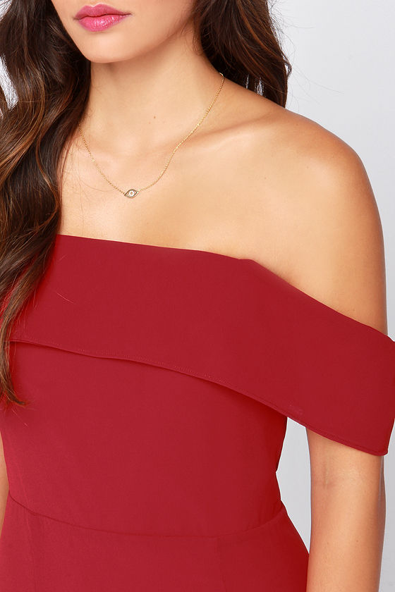 Pretty Red Dress - Off-The-Shoulder Dress - Maxi Dress - $42.00
