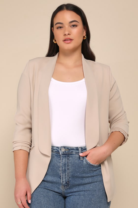 Miss Punctuality Taupe Lightweight Blazer - thumbnail 5
