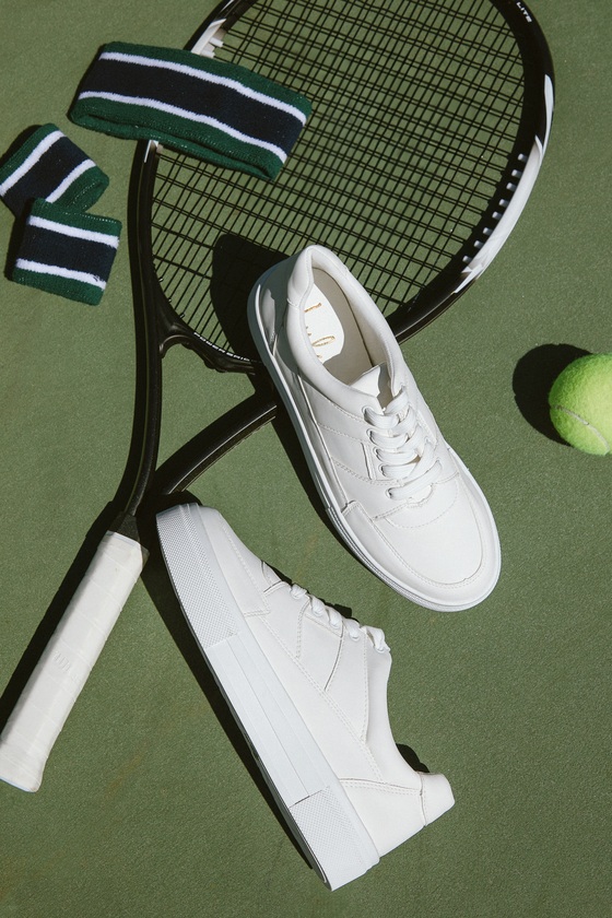 Janson White Flatform Lace-Up Sneakers 1