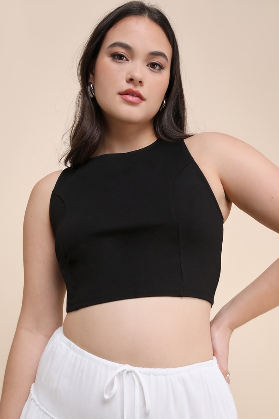 Let's Tie It Black Tie-Back Cropped Tank Top 5
