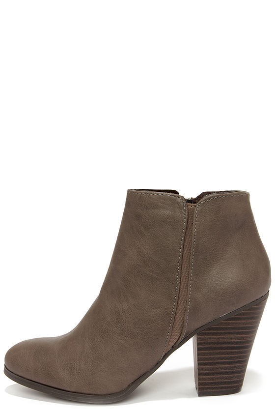 taupe booties high heel