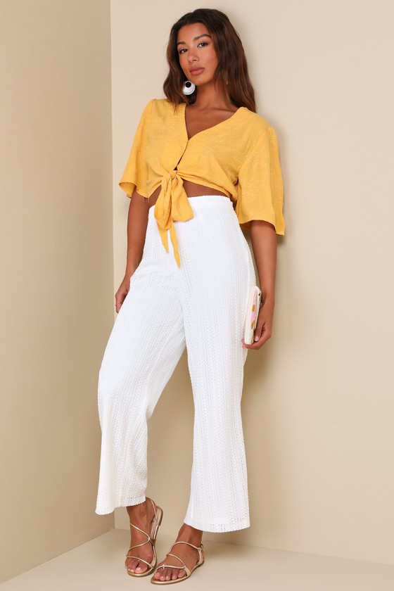 Shop Lulus Exceptional Bliss White Crochet Lace High-rise Pants