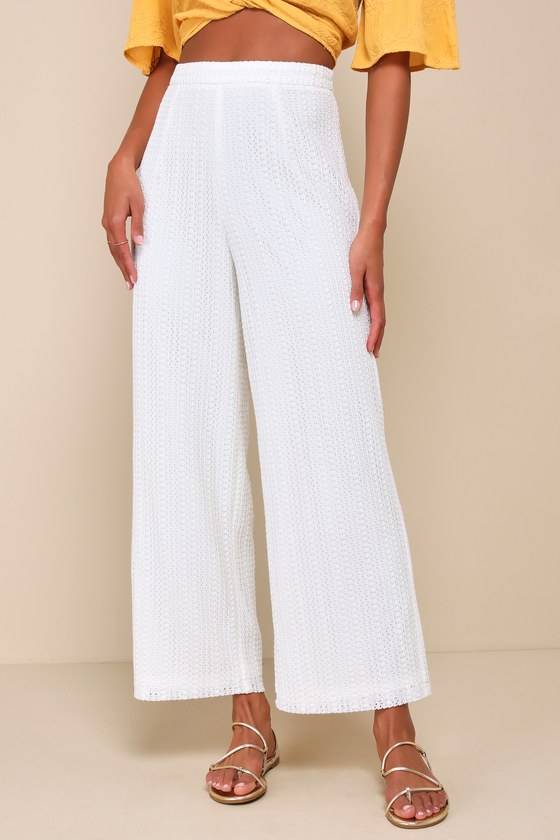 Shop Lulus Exceptional Bliss White Crochet Lace High-rise Pants