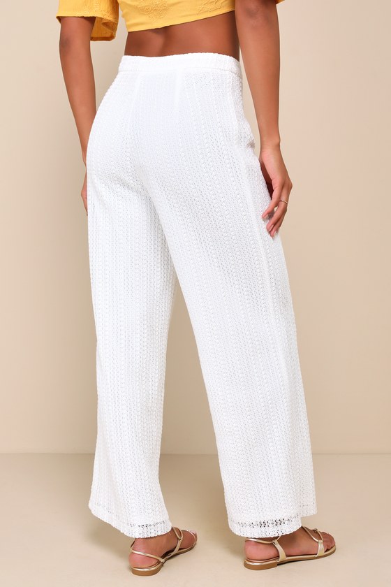 Shop Lulus Exceptional Bliss White Crochet Lace High-rise Pants