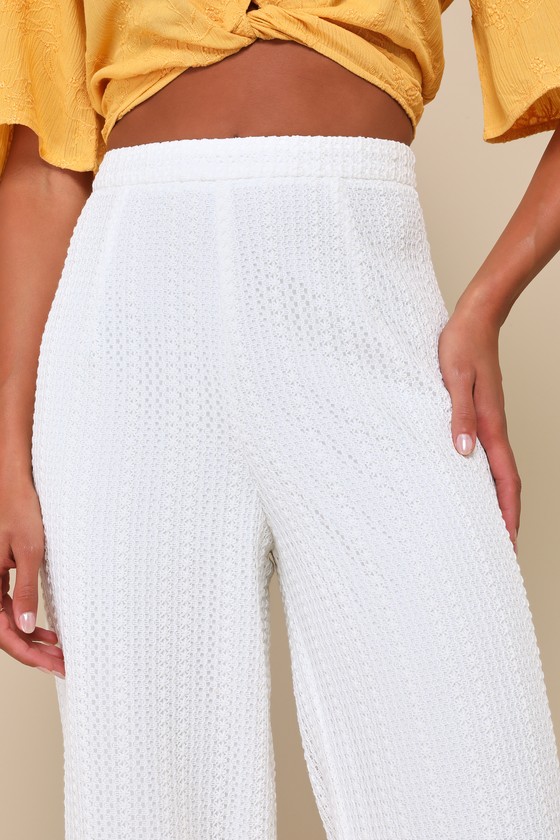 Shop Lulus Exceptional Bliss White Crochet Lace High-rise Pants