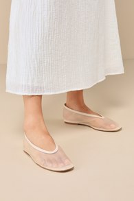Aldan Beige Sheer Mesh Ballet Flats 1