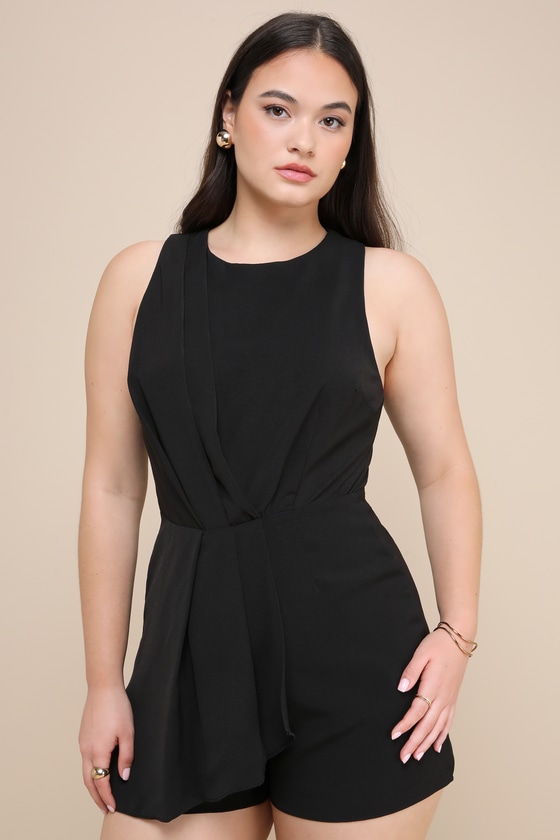 My Dear Black Pleated Sleeveless Romper